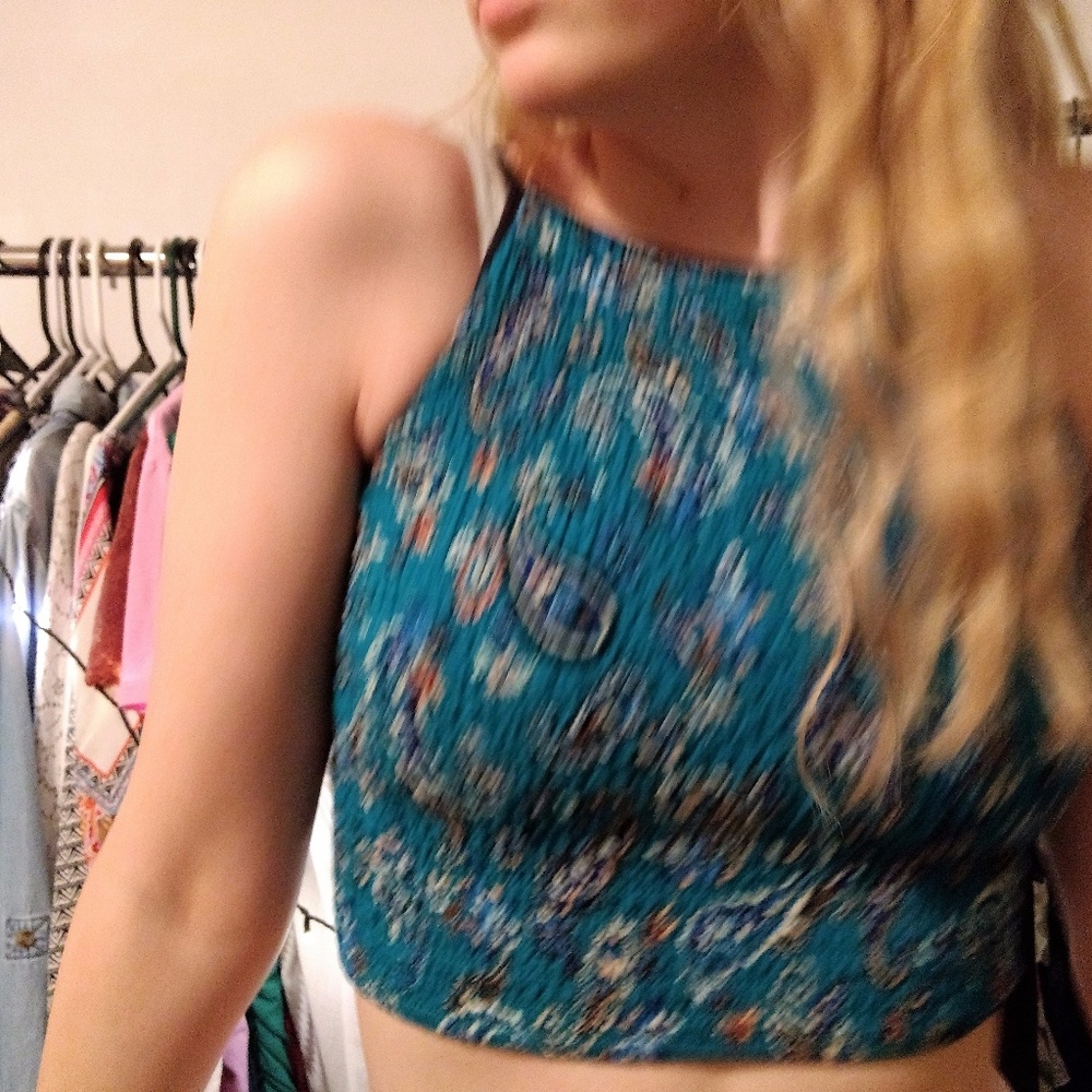 Blue Patterned Crop Top