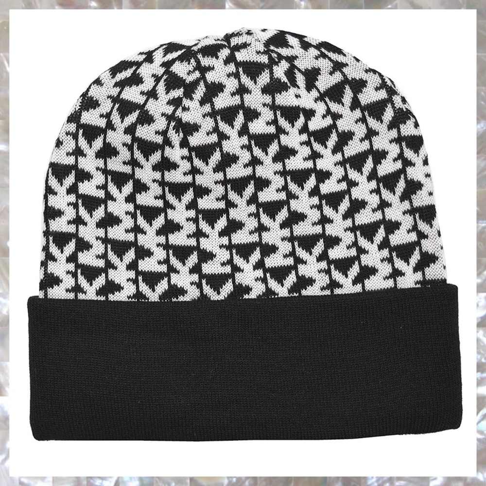 MICHAEL KORS 🆕 Signature Beanie MK Hat Black Whit