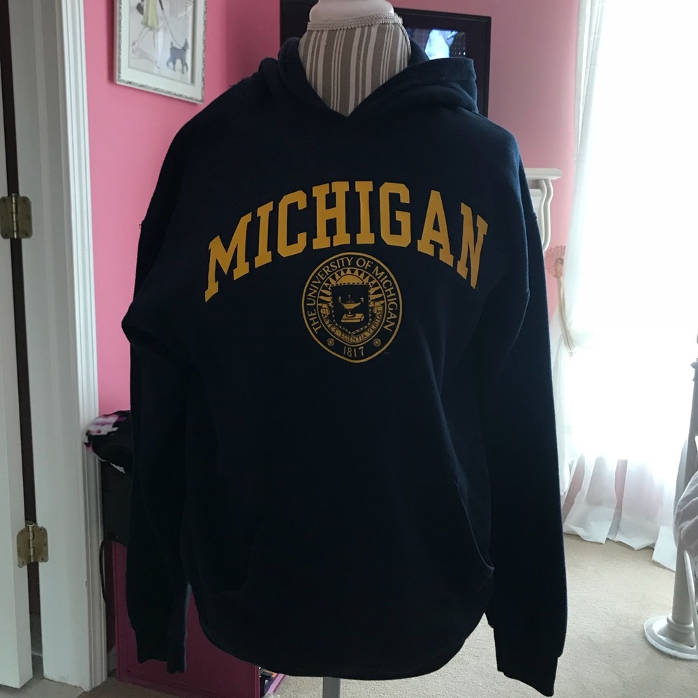 U of M sweatshirt.
