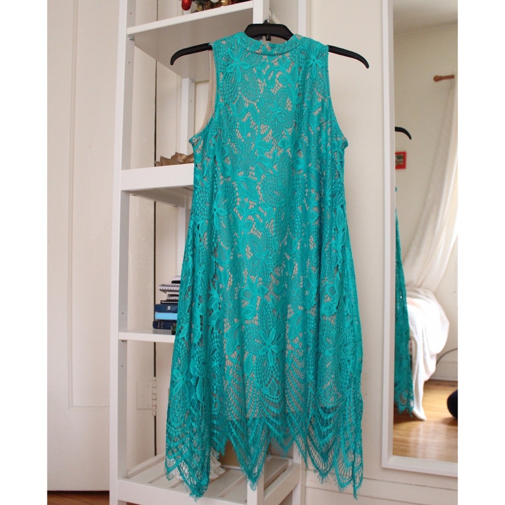Teal Lace Cocktail Dress S SMALL
