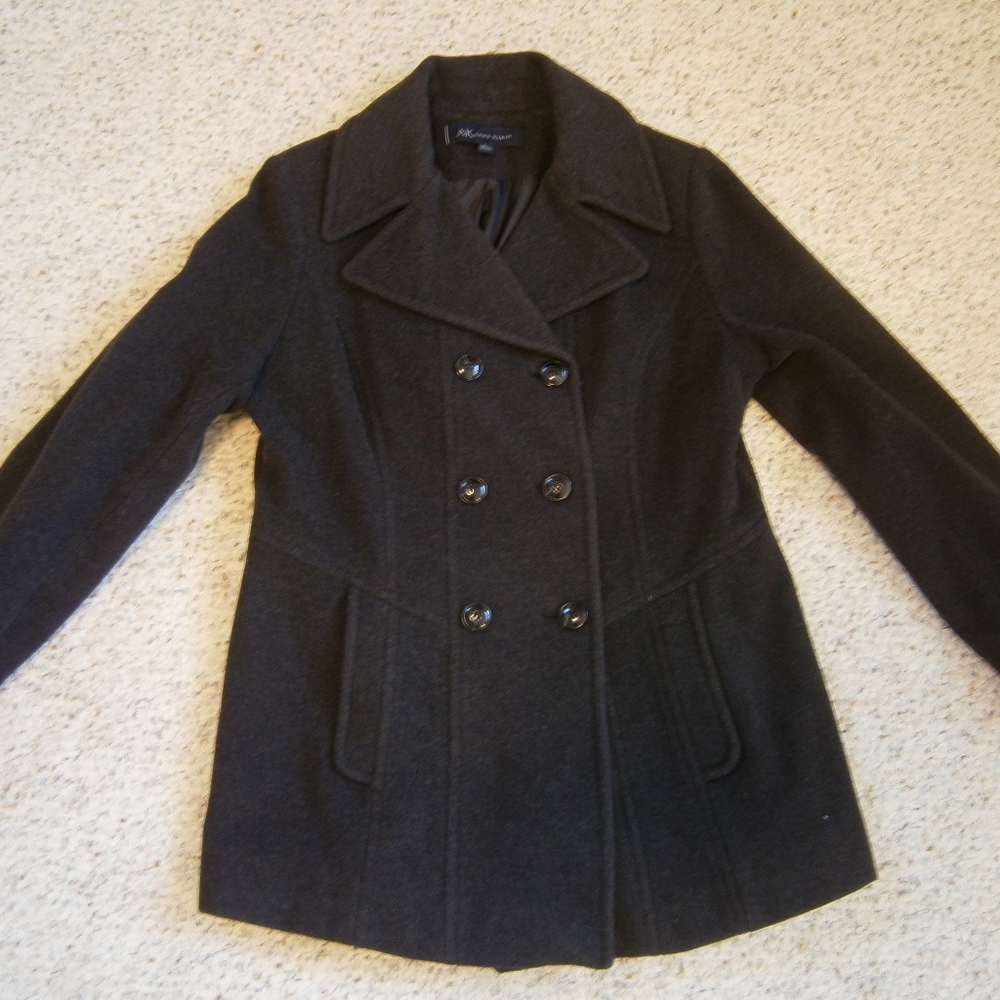 Anne Klein Pea Coat Charcoal Size Large