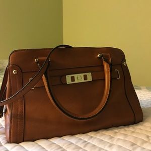 Brown and gold purse