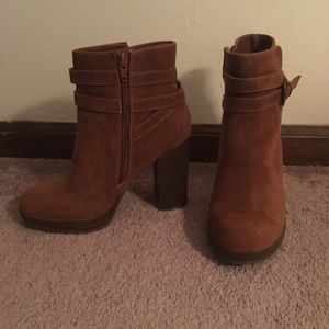 Tan heeled booties