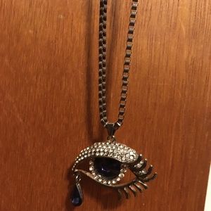 Sapphire tear drop eye necklace One day sale!