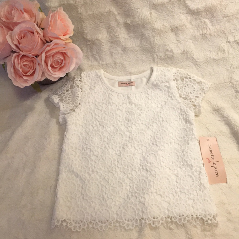 Nanette Lepore girls off white lace top size 5