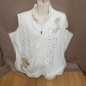 Holiday Edition Ivory Fleece Sequined Vest size 2x