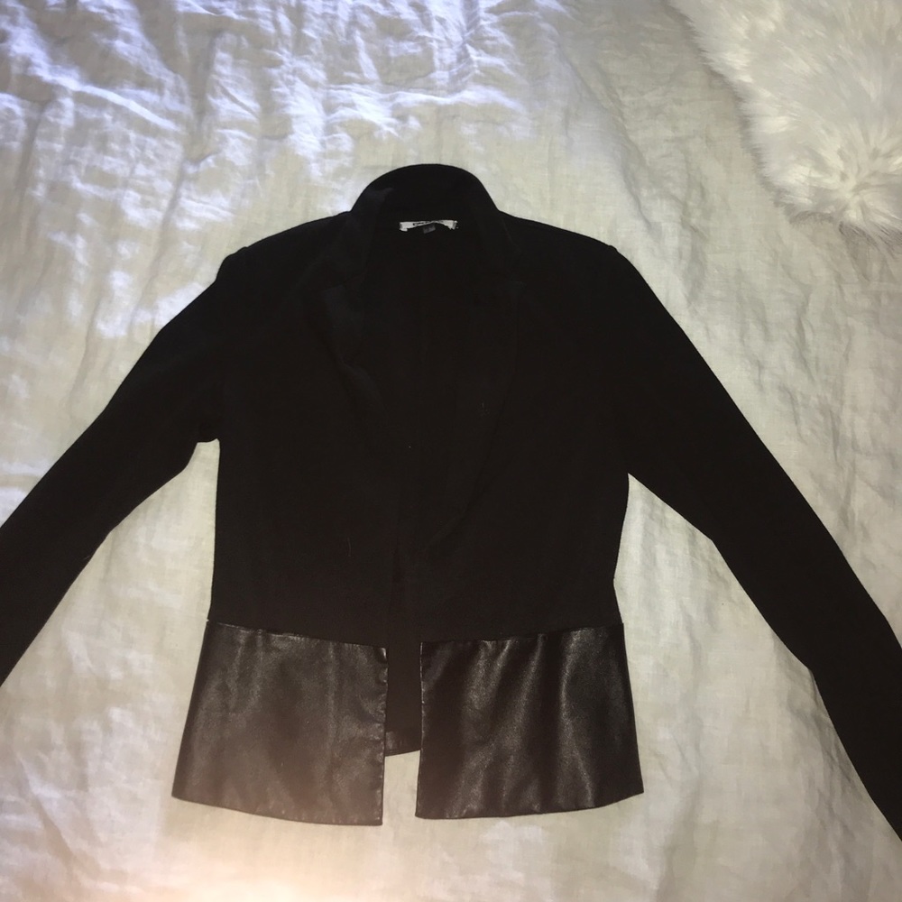 DKNY Black Blazer with Leather Detail
