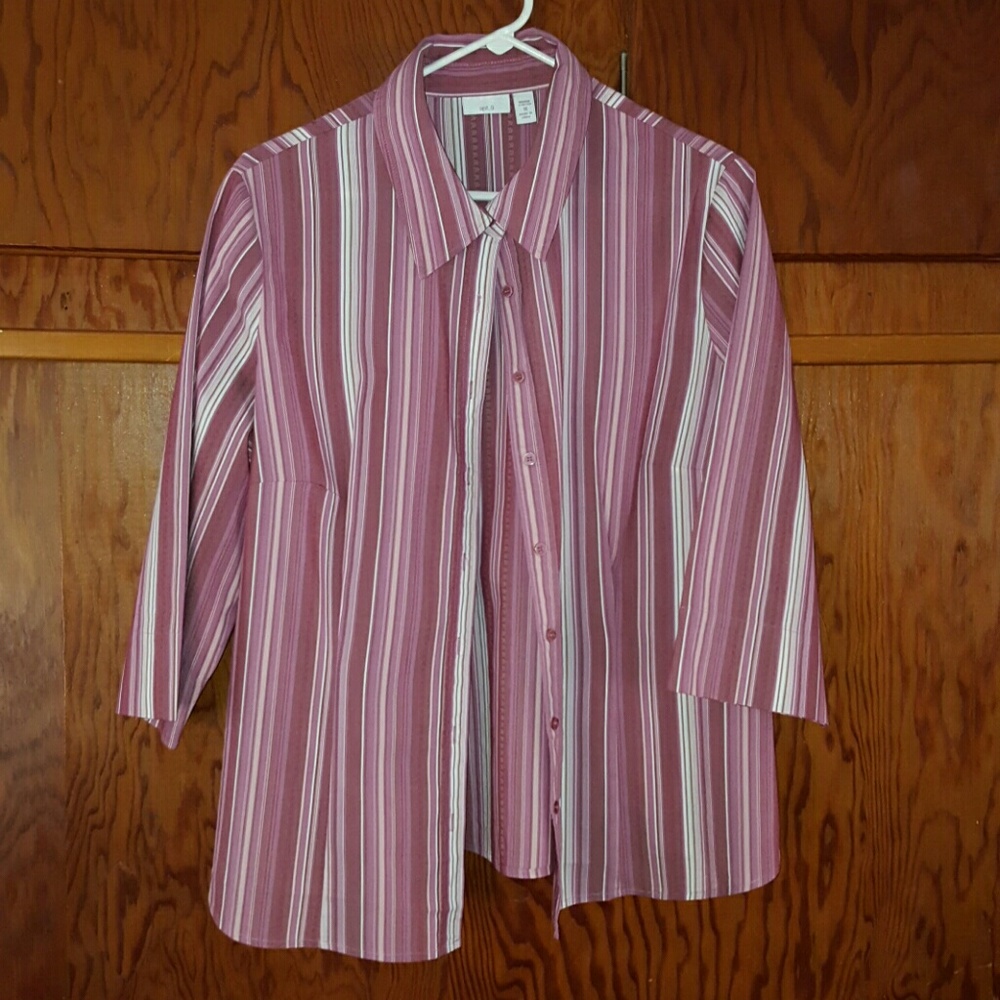 Apt 9 Button Down 1X Purple 3/4 Sleeve
