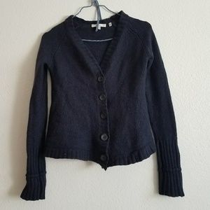 Vince navy blue wool button up cardigan sweater