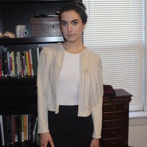 Zara white fringe coat