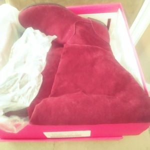 Burgundy Thigh High Suede Boot