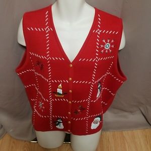 New Croft & Barrow Red Christmas Vest size 2x