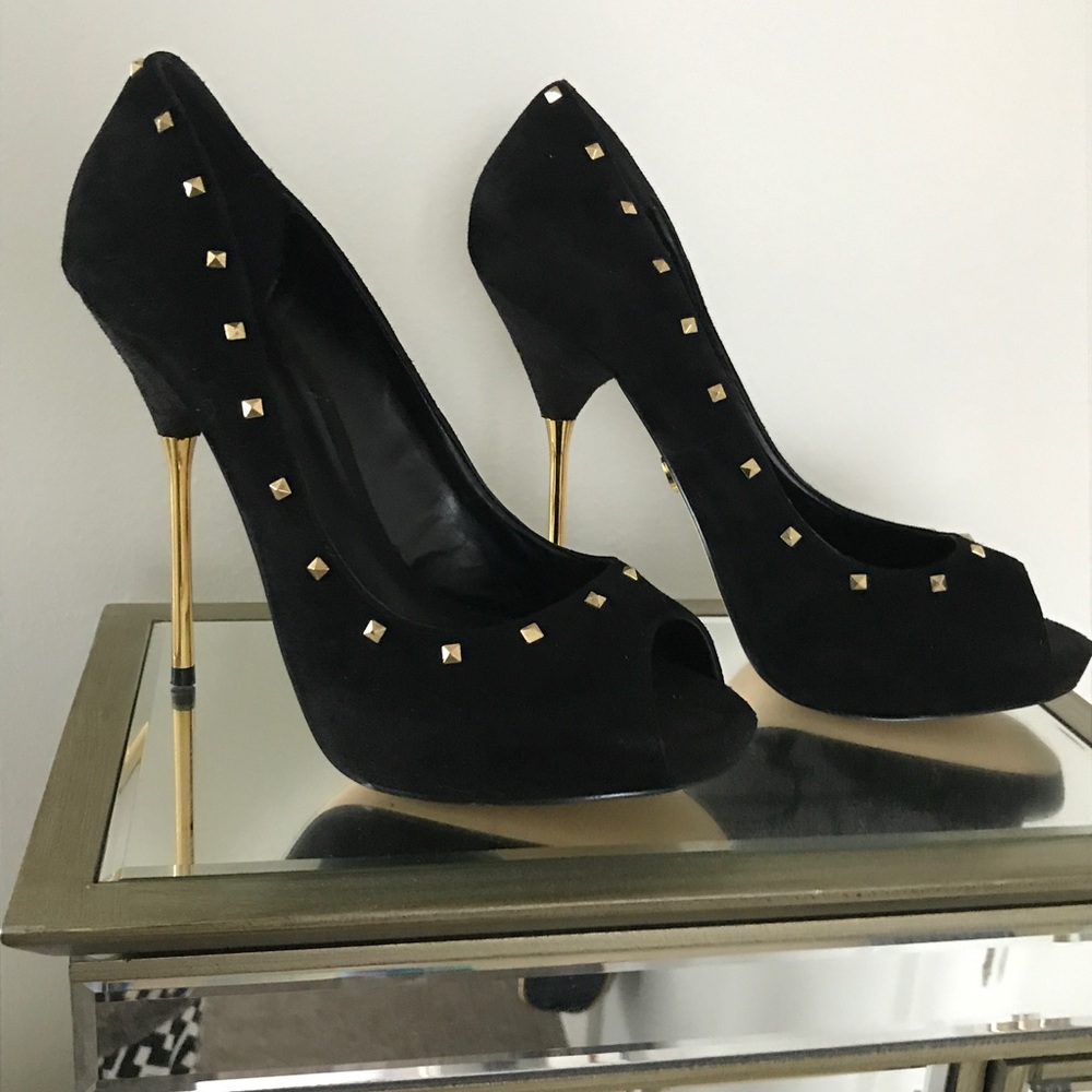 Bebe women's open toe suede heels