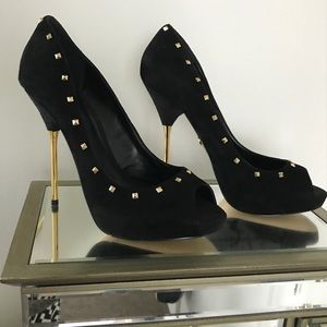 Bebe women's open toe suede heels