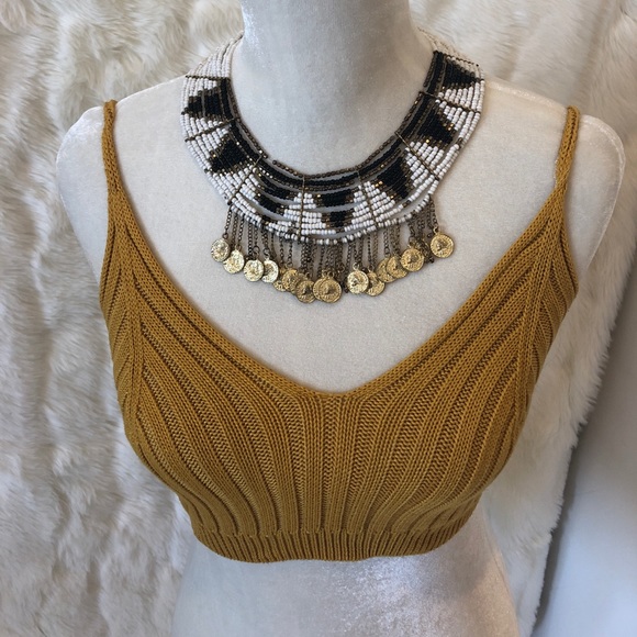 🔥🍁sale! Mustard knit crop top sweater material - Picture 2 of 6