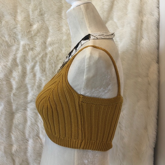 🔥🍁sale! Mustard knit crop top sweater material - Picture 3 of 6
