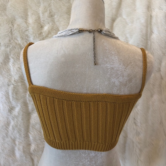 🔥🍁sale! Mustard knit crop top sweater material - Picture 4 of 6