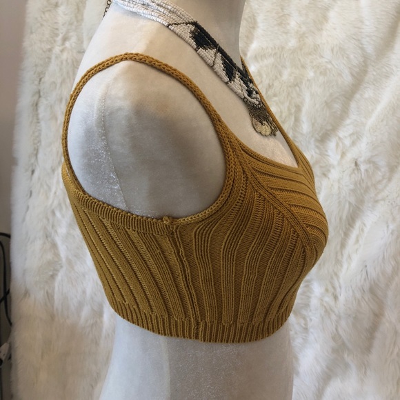 🔥🍁sale! Mustard knit crop top sweater material - Picture 5 of 6