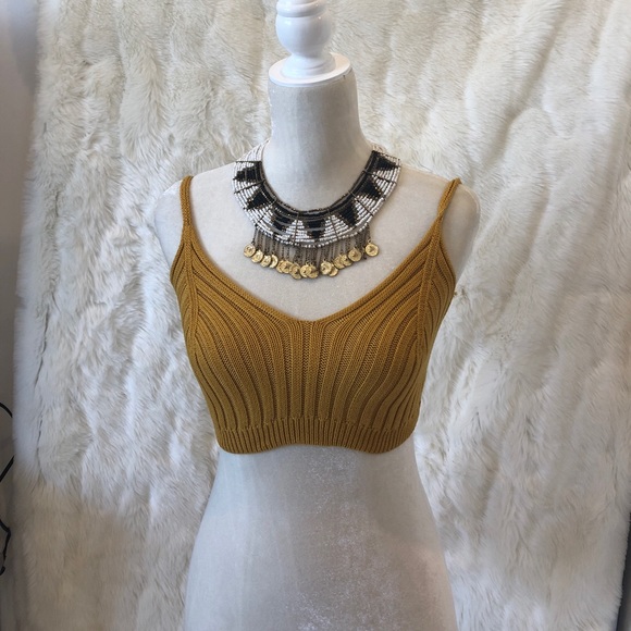 🔥🍁sale! Mustard knit crop top sweater material - Picture 6 of 6