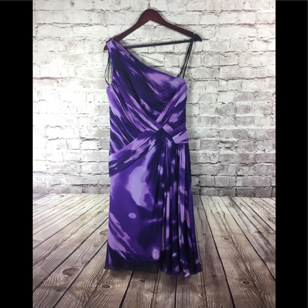 Tadashi collection chiffon dress 10 silk purple