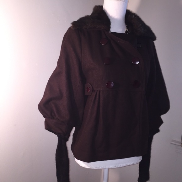 Hazel chocolate brown balloon sleeve jacket. - Picture 1 of 7