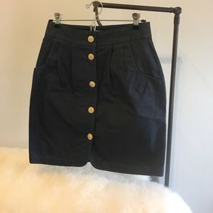 Steven Alan Navy Blue Skirt with tan buttons