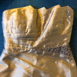 Kay Unger Tan Strapless Evening Dress Embellished Waist SZ 6