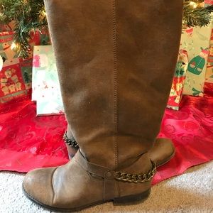 Brown knee high riding boots wide calf