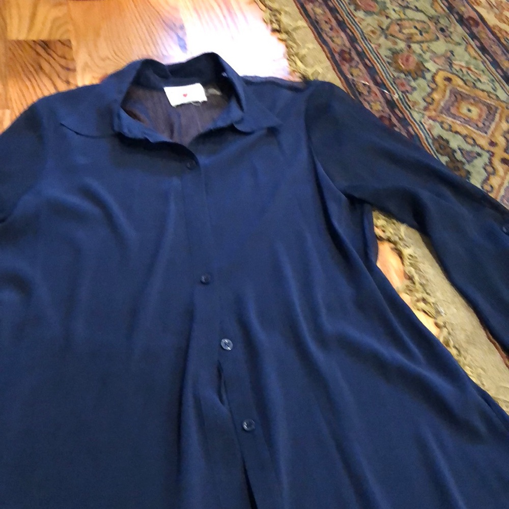 Navy blue silk blouse