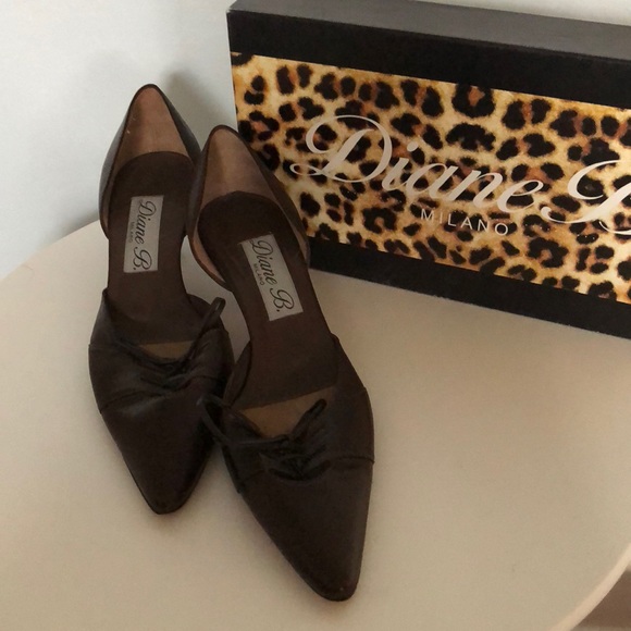Diane B. Milano dark brown leather kitten heels - Picture 1 of 5