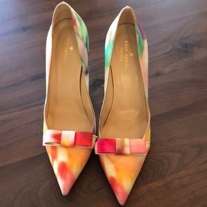 Kate Spade Lillia Giverny Floral Fabric Bow Heels