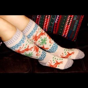 Knee High Angora Wool Socks Stocking Stuffers
