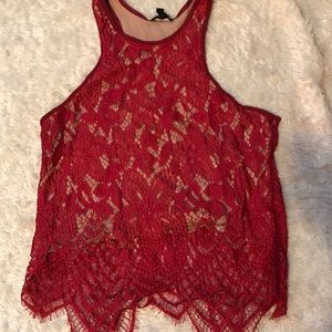 Red lace top
