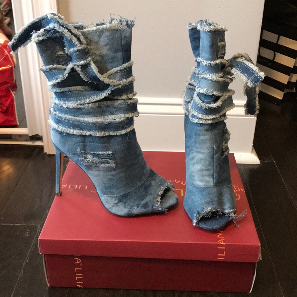 Liliana Peep Toe Jean Booties