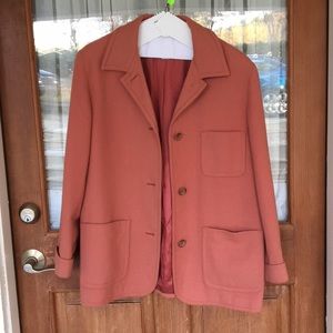 VINTAGE lands end wool peacoat jacket dusty rose