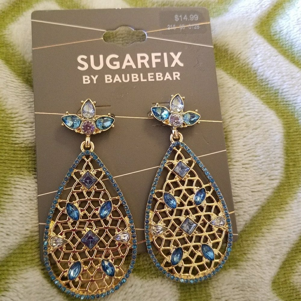 Bauble Bear Sugar Fix Blue rhinestone earrings - Picture 3 of 3