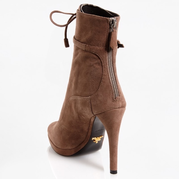 PRADA Tan Suede Lace-Up Booties-FOR LIMITED TIME! - Picture 2 of 8