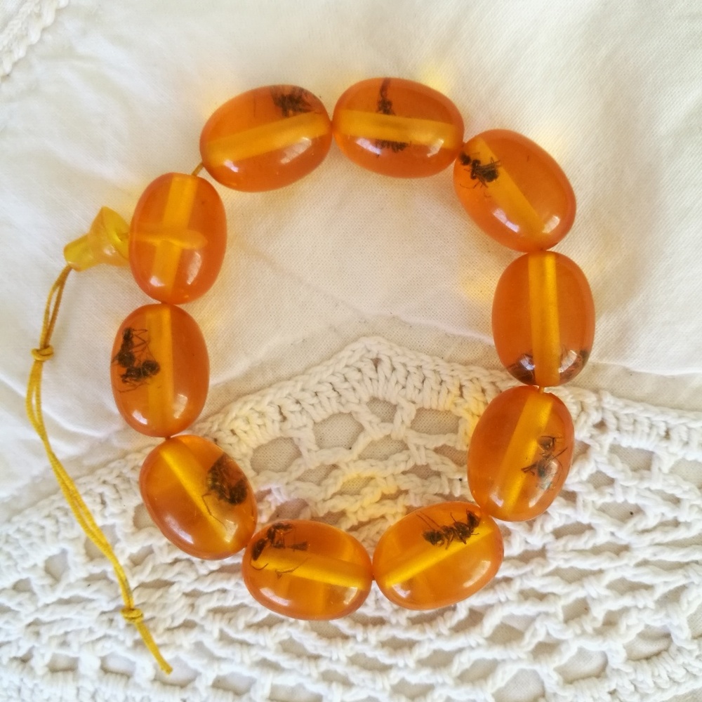 Baltic Amber Bracelet with Insect