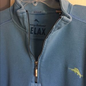 Blue Tommy Bahama quarter zip pull over