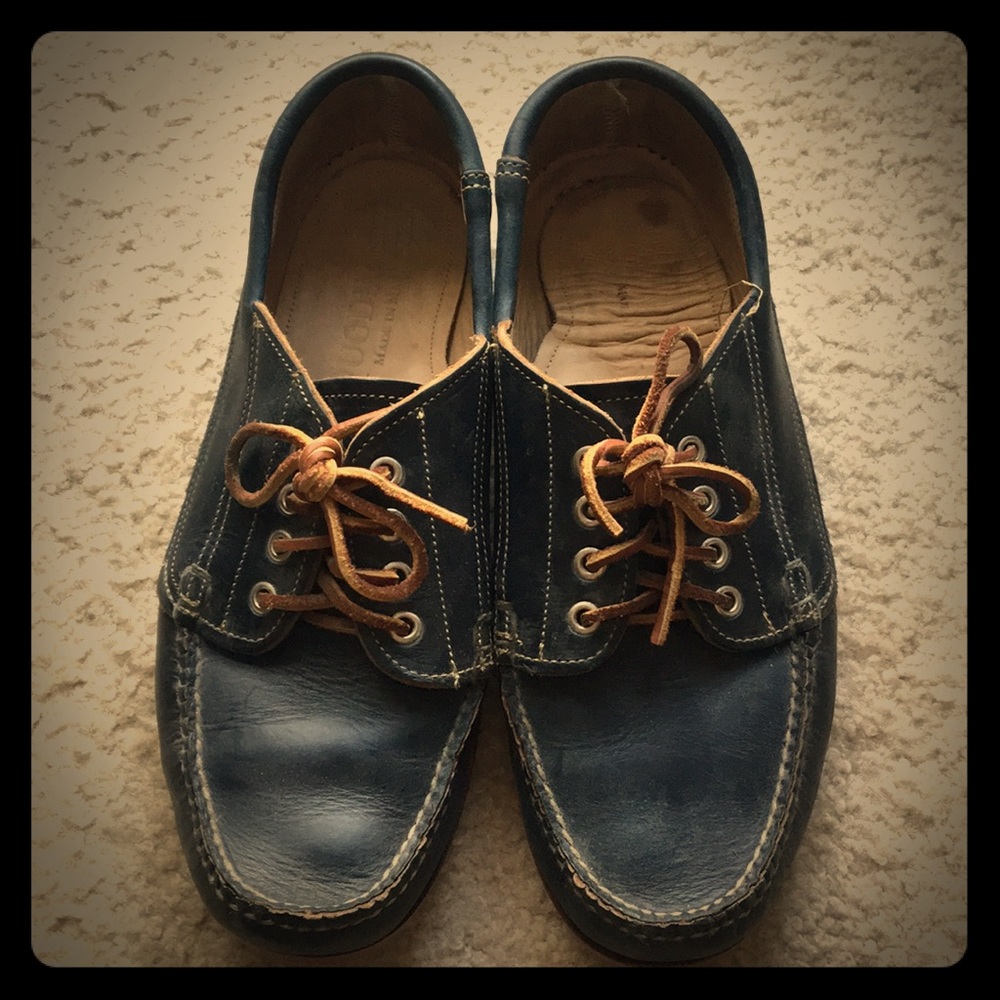 Quoddy 10.5 men’s navy blue boat shoes oxfords