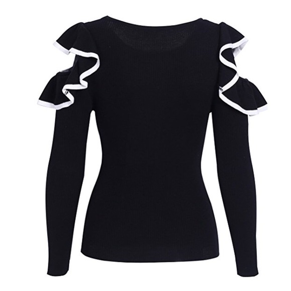 💥 LAST ONE Cold Shoulder Ruffled Sweater Top - Picture 6 of 6