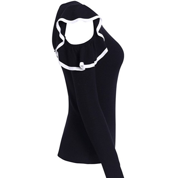 💥 LAST ONE Cold Shoulder Ruffled Sweater Top - Picture 5 of 6