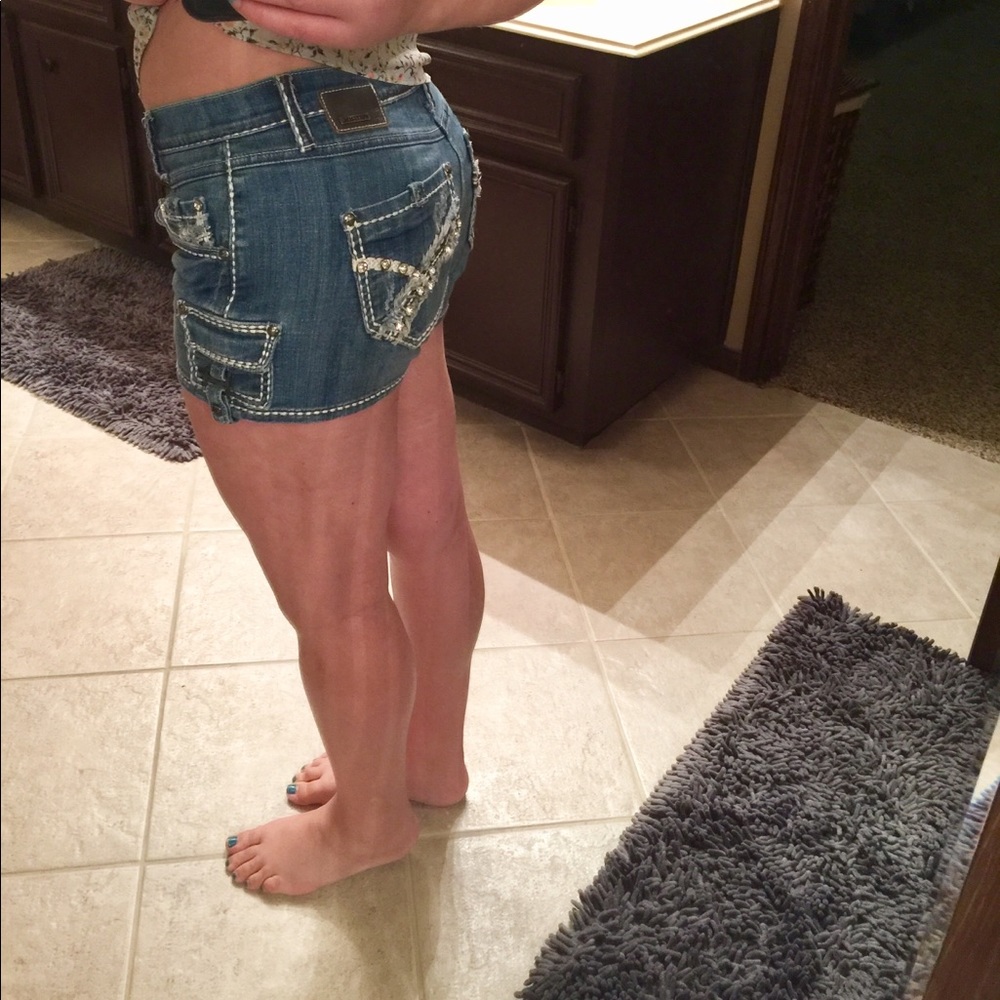 Petrol Stretch Jean Shorts