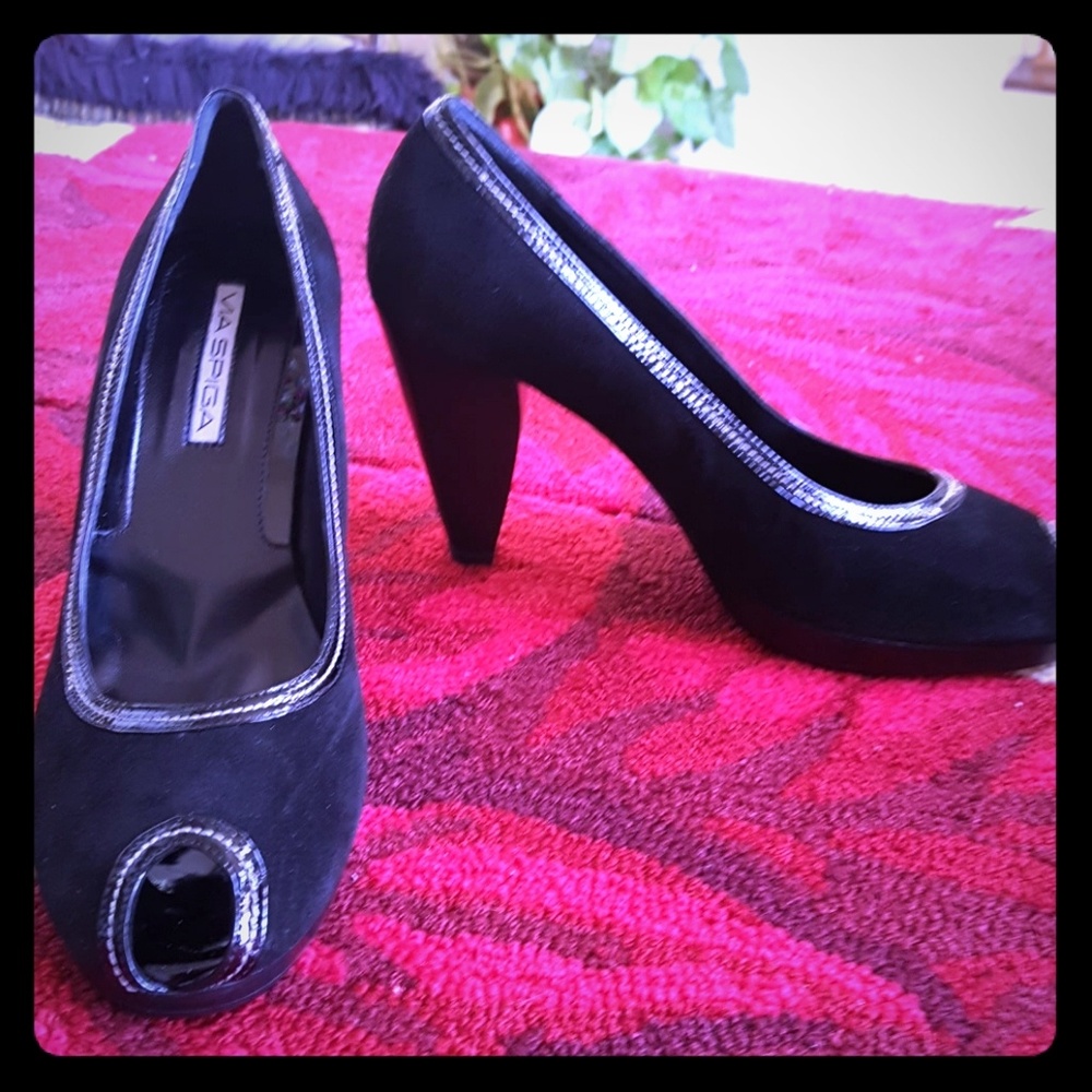 Black open toe pumps Via Spiga 8.5 M
