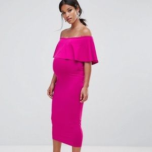ASOS Maternity hot pink pencil dress