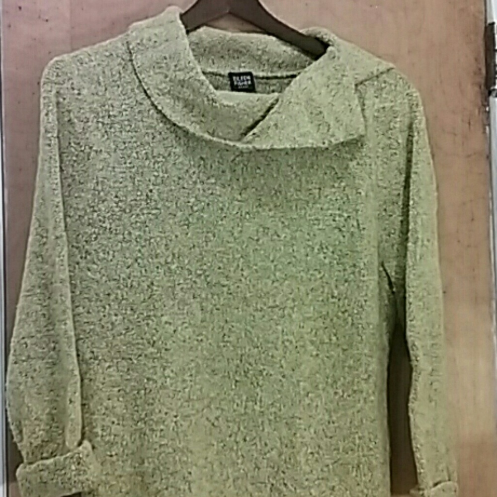DONATED yellow Eileen Fisher cowl neck sweater, 1X