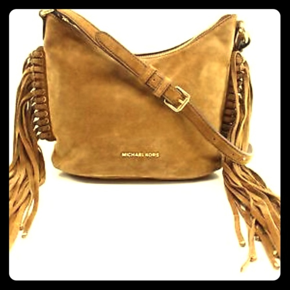 Michael Kors Dark Caramel Gold Fringe Messenger