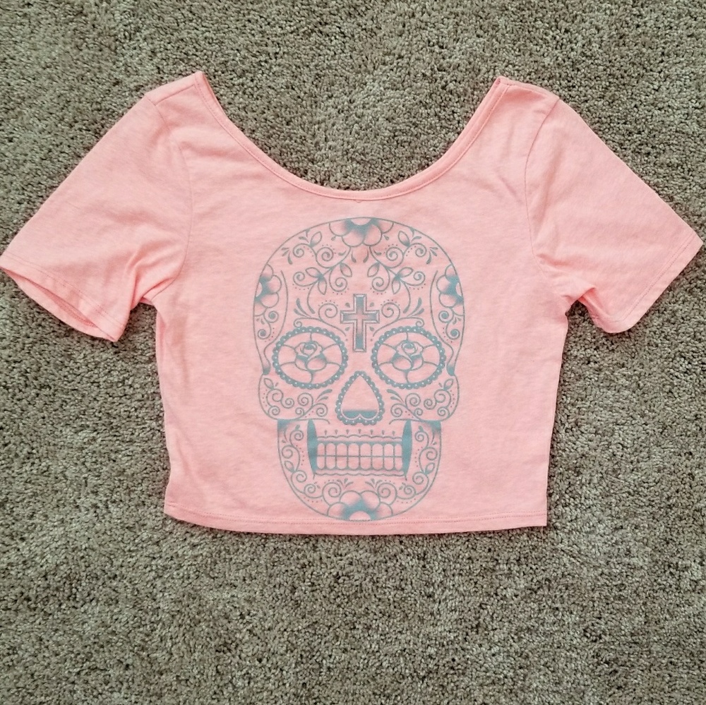 Kirra Sugar skull coral Crop top