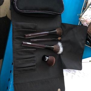Purple faux alligator makeup brush case + 4 brush