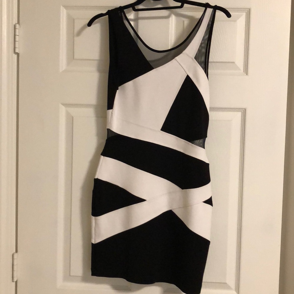 Bebe Black and White bodycon dress
